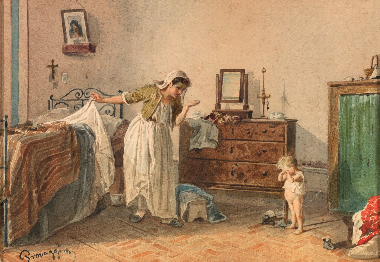 Reprimand, 19th century by Cesare Provaggi: Fine art print