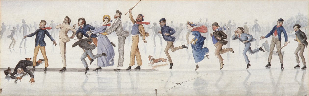 Winter Fun! A slide on Duddington Loch near Edinburgh by Charles Altamont Doyle