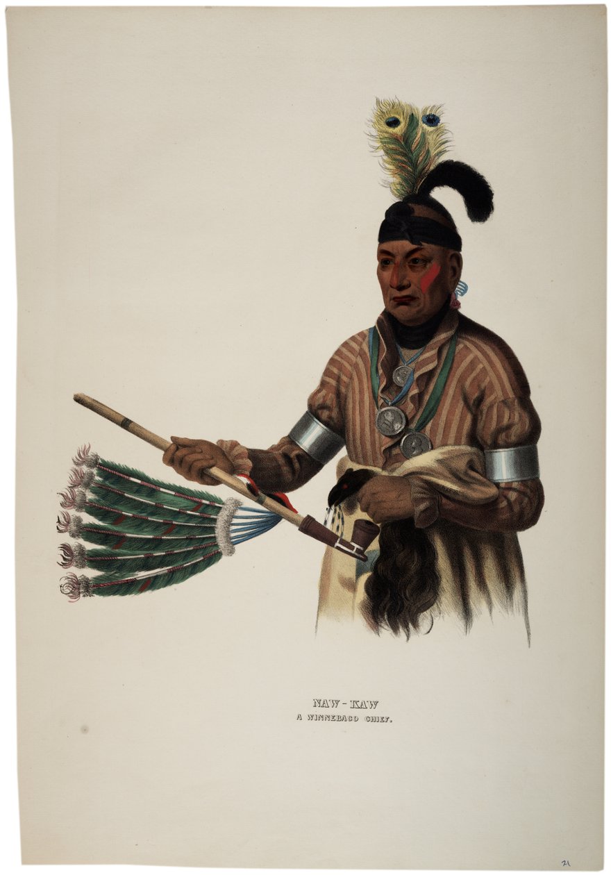 Naw-kaw, Winnebago Chief, print made by Thomas Loraine McKenney, c.1840 by Charles Bird King