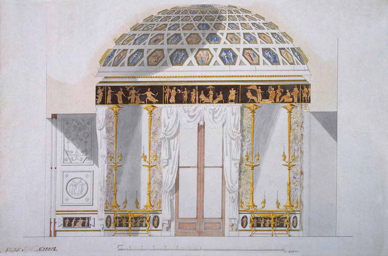 Design for the Jasper Cabinet in the Agate Pavilion at Tsarskoye Selo, c.1780 by Charles Cameron