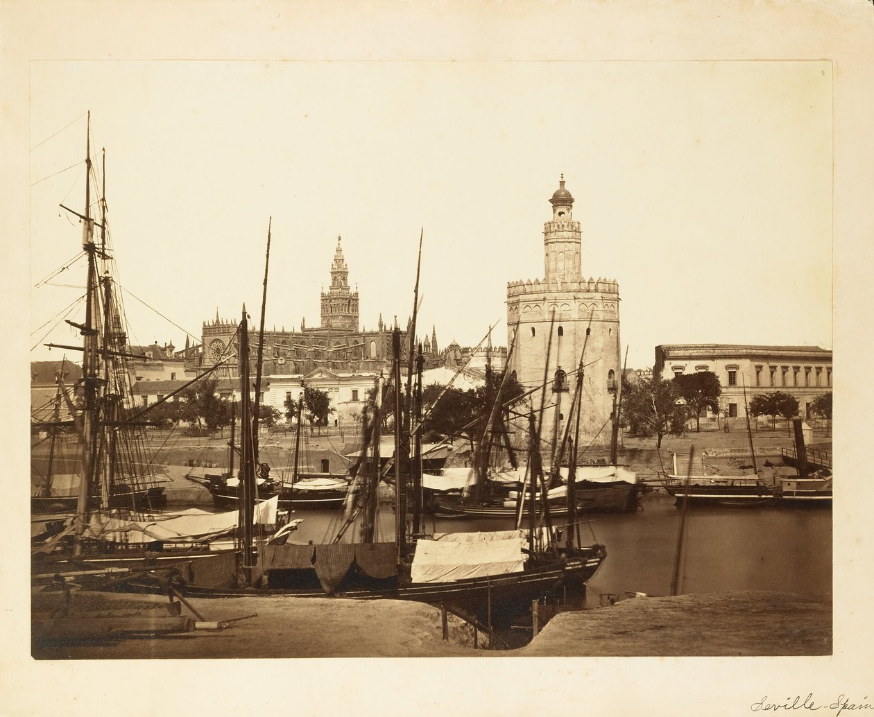 Cathedral, Torre del Oro and Guadalquivir River, Seville by Charles Clifford