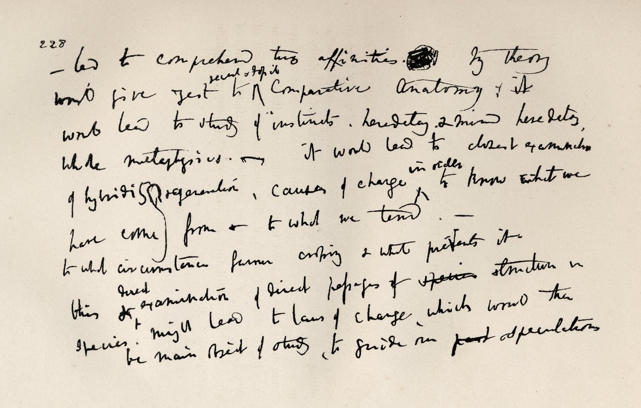 Page from a Darwin Notebook of 1837, from 