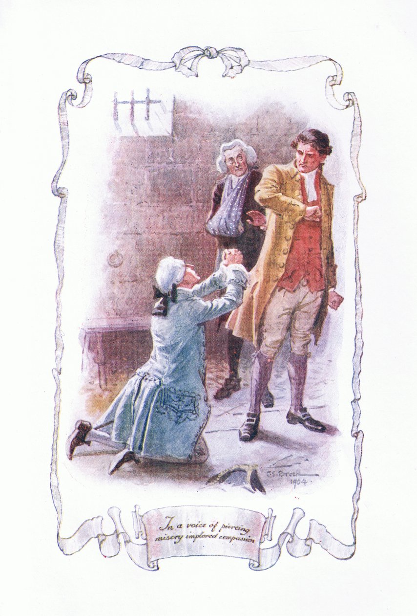 In a Voice of Piercing Misery Implored Compassion, from The Vicar of Wakefield Published by J M Dent & Son Ltd, 1920s by Charles Edmund Brock