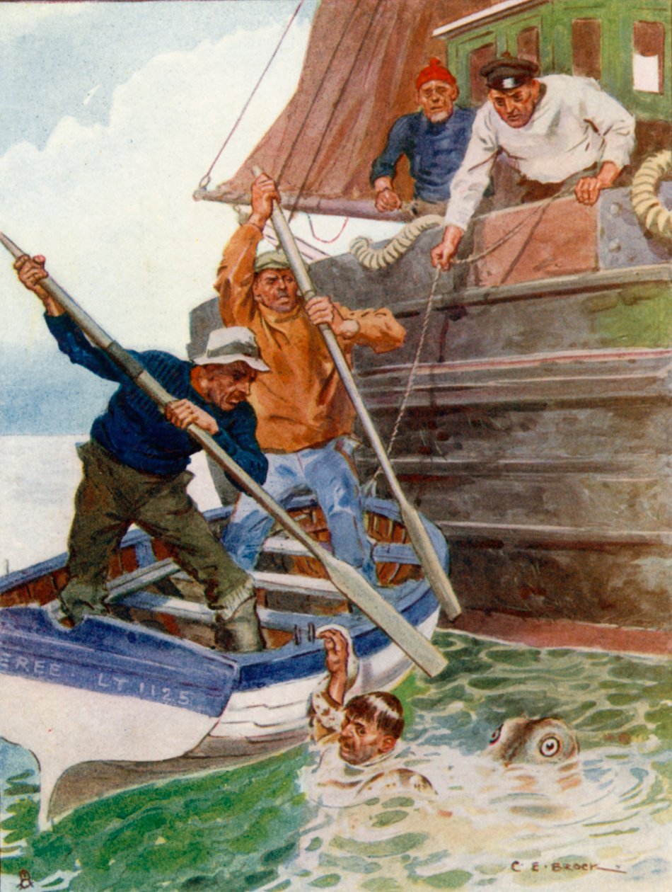 The Two Men in the Boat Began Frantically to Beat and Dig at a ...