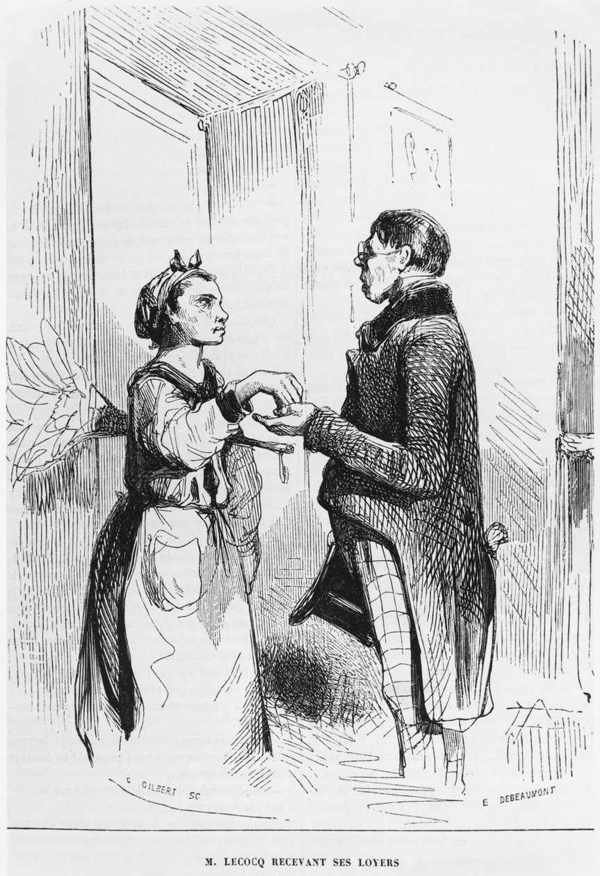 M. Lecocq getting his rents, engraved by Charles Gilbert, illustration from the 