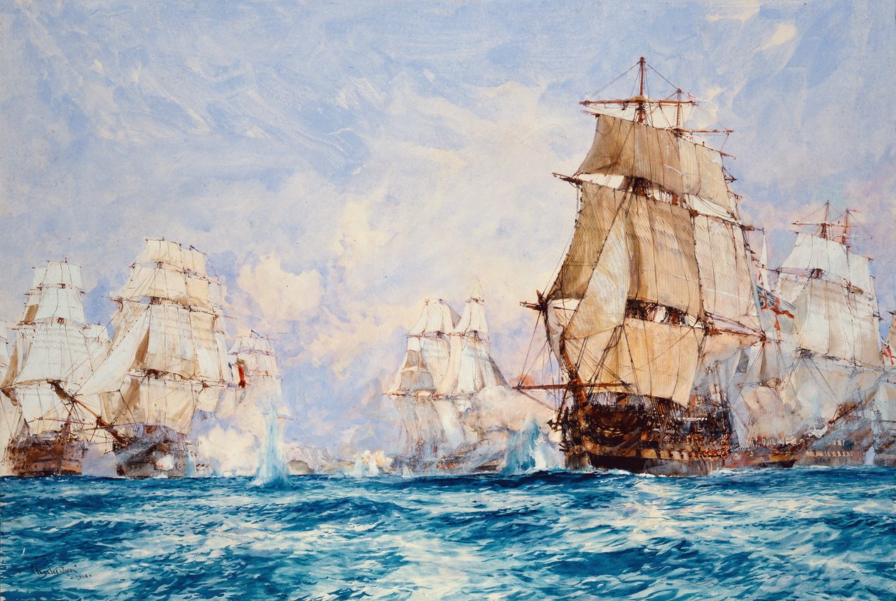 The Blockade of Toulon, the Action off Bandol in 1810, 1918 by Charles Edward Dixon