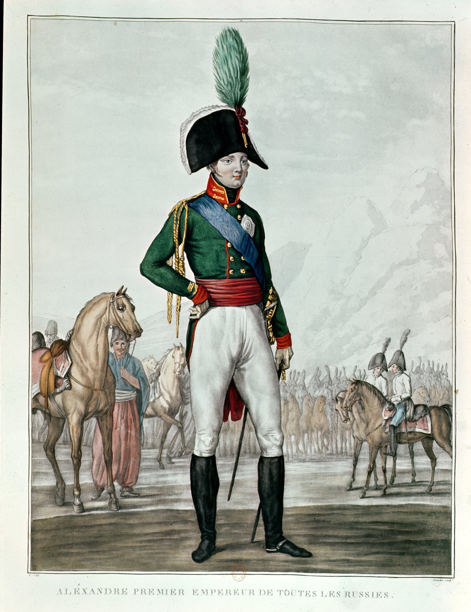 Portrait of Alexander I Pavlovich (1777-1825) with his Army by Charles Francois Gabriel Levachez