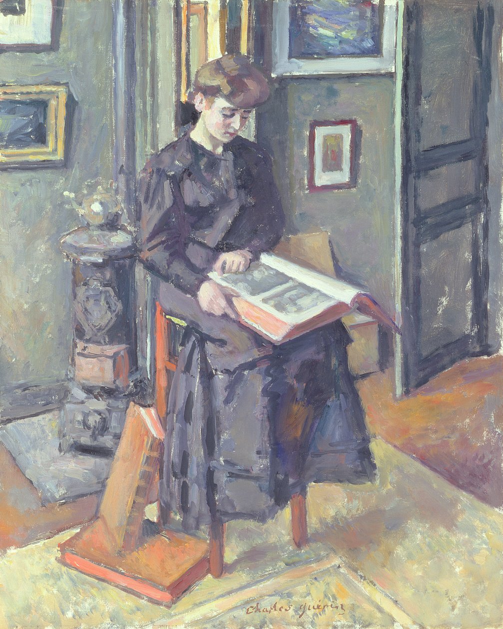Girl Reading a Book by Charles Guerin