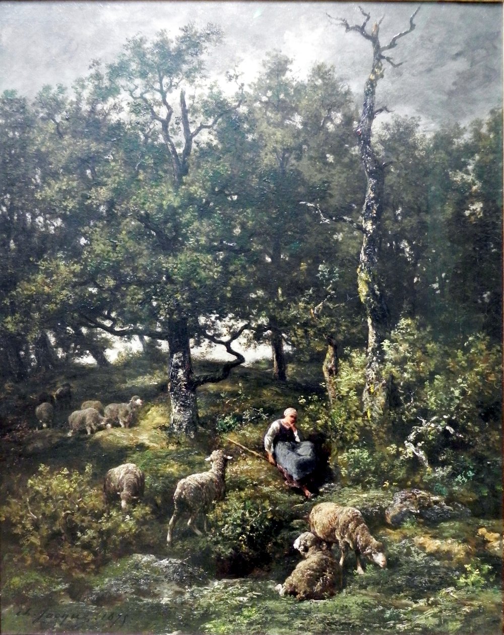 Shepherdess with Herd by Charles Jacque