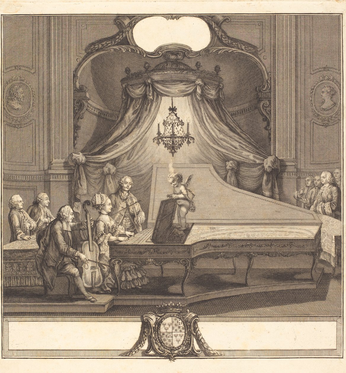Le Concert Mecanique, Engraving by Joseph de Longueil by Charles Joseph Dominique Eisen
