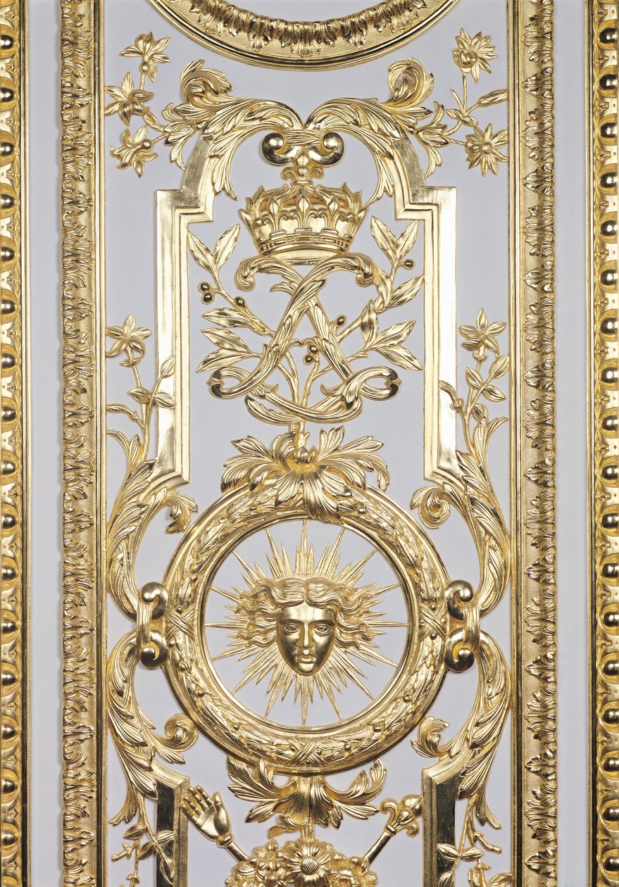 Panelling Depicting the Crown and Monogram of Louis XIV (detail) by Charles Le Brun