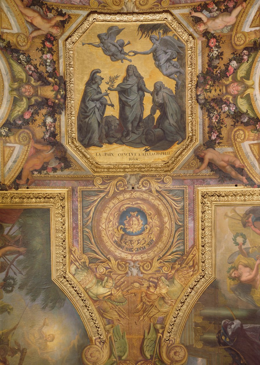 Peace Made at Aix-la-Chapelle in 1668, Ceiling Painting from the Galerie des Glaces by Charles Le Brun