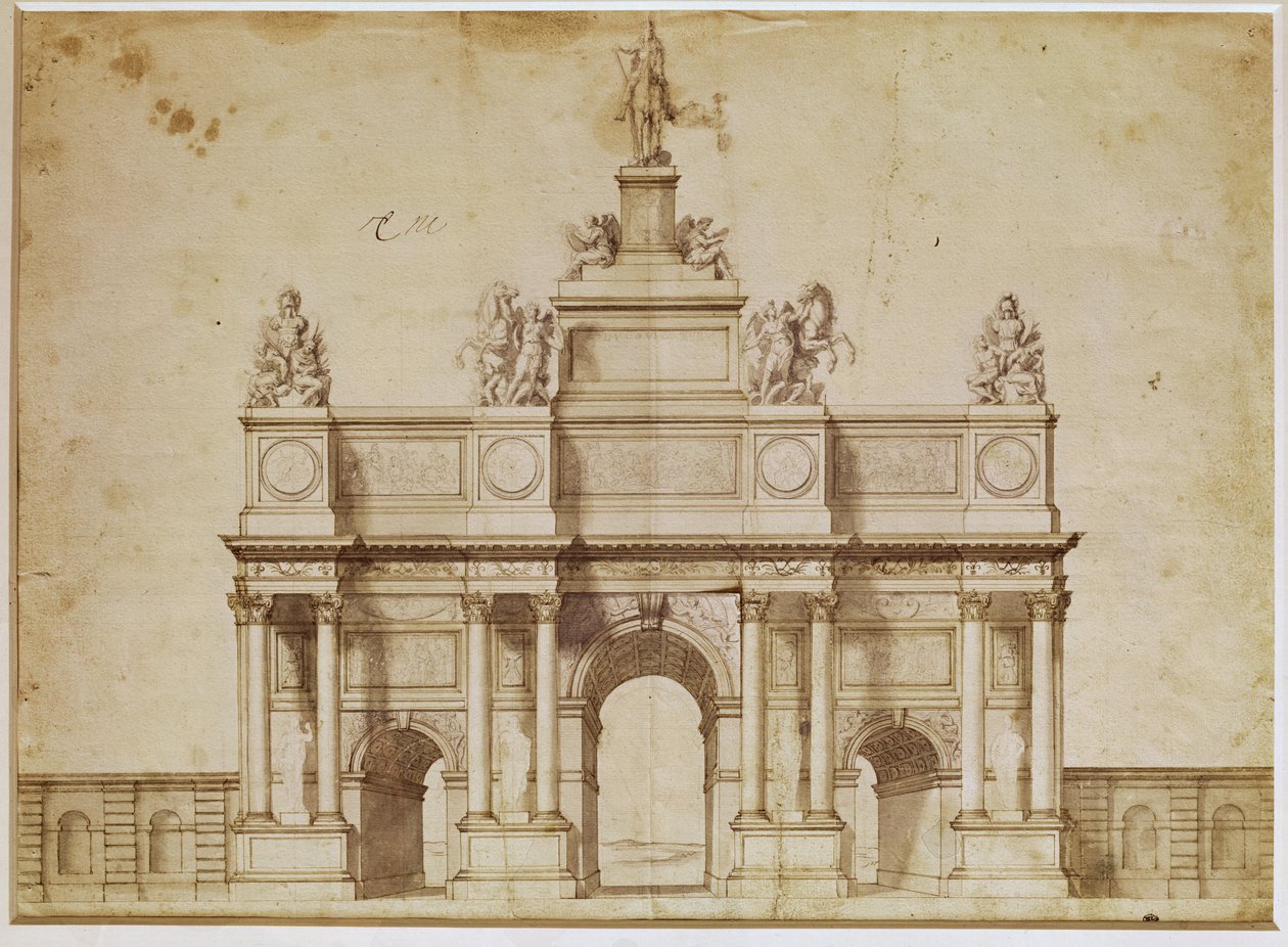 Proposal for the Arc de Triomphe, rue Saint-Antoine, Paris by Charles Le Brun