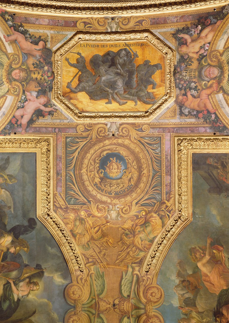 The Ending of the Mania for Duels in 1662, Ceiling Painting from the Galerie des Glaces by Charles Le Brun
