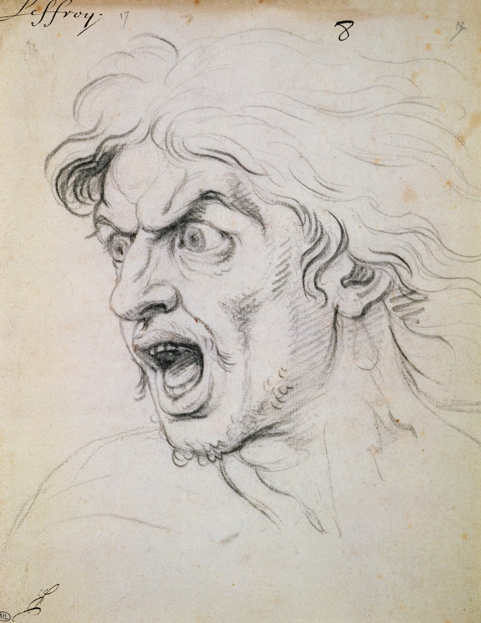 The Head of a Man Screaming in Terror (detail) by Charles Le Brun