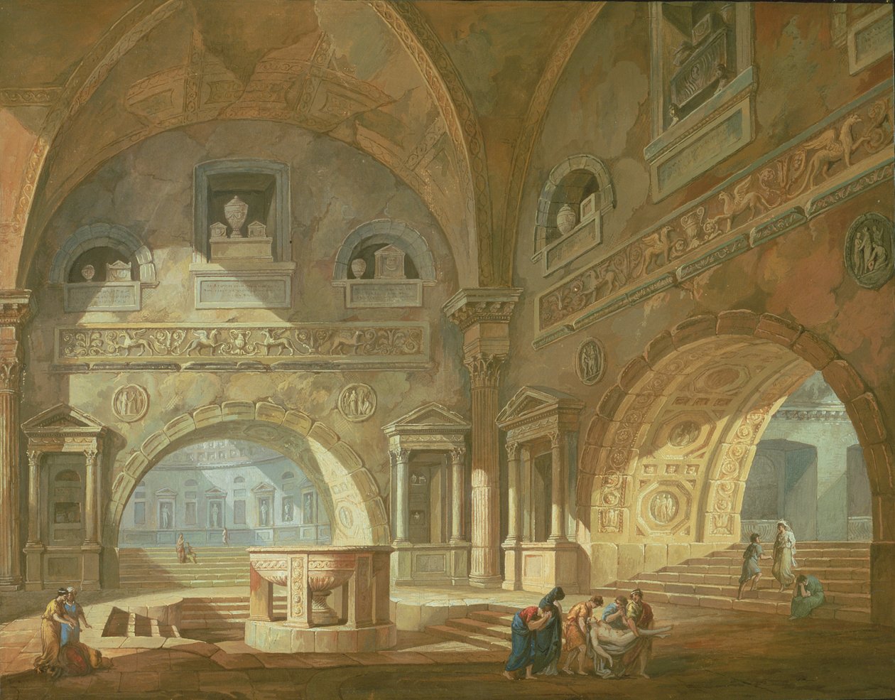 Interior of a Mausoleum by Charles Louis Clerisseau