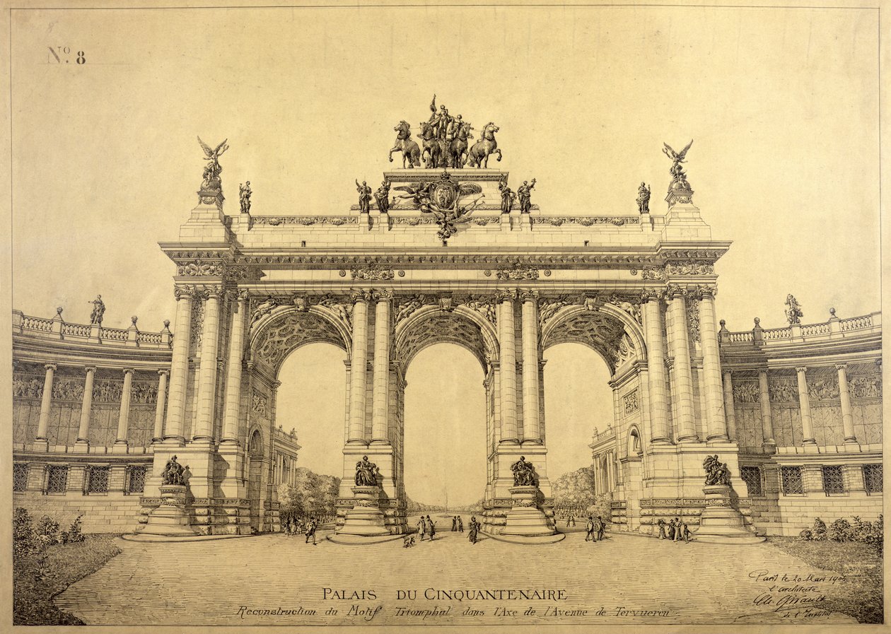 The Triumphal Arch of the Palais du Cinquantenaire, Brussels by Charles Louis Girault