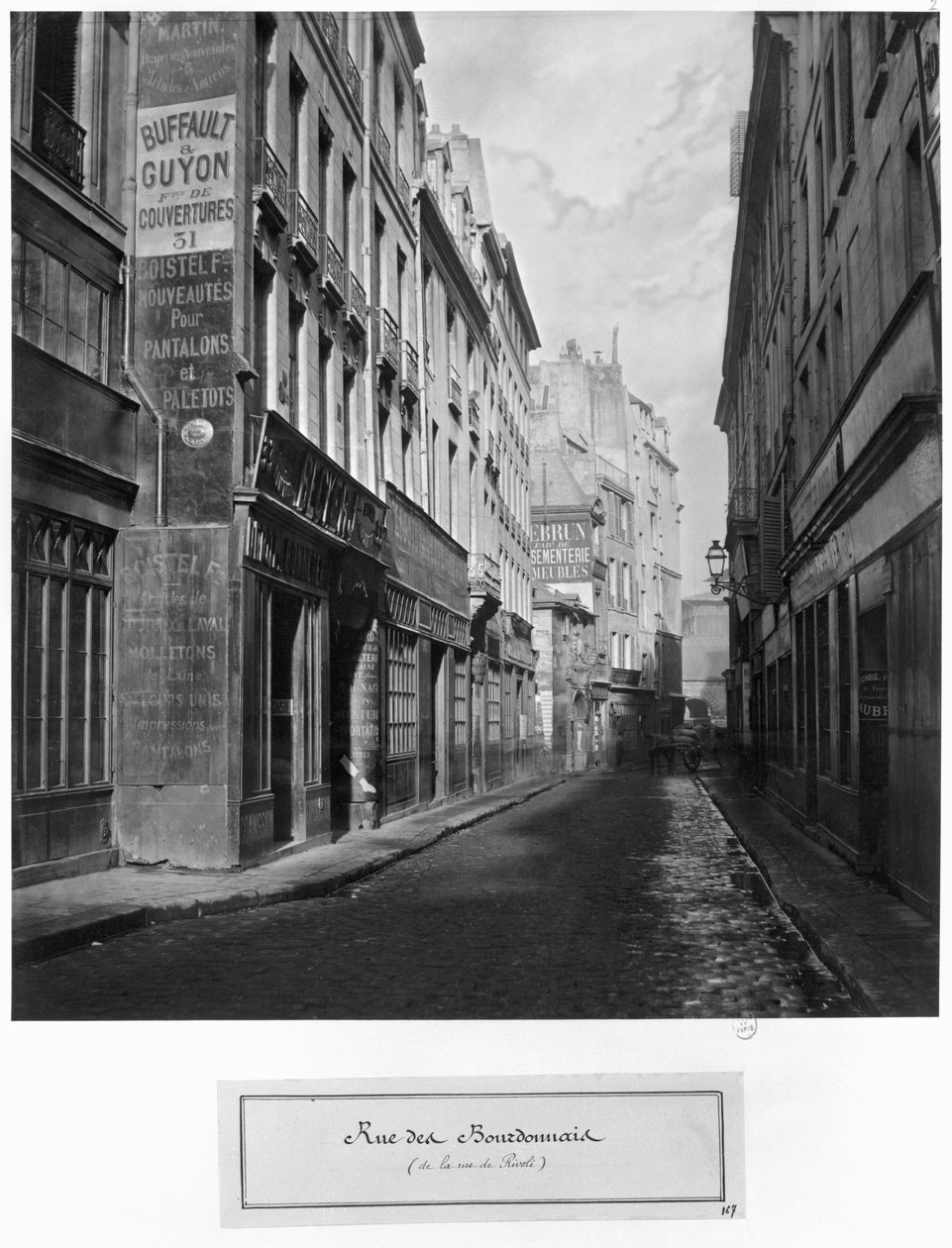 Rue des Bourdonnais (from rue de Rivoli) Paris 1858-78 by Charles Marville