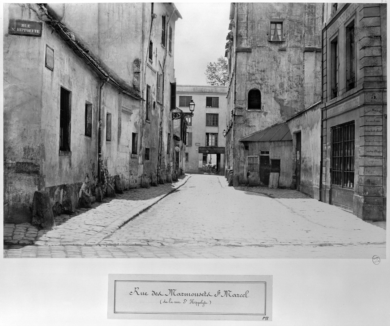 Rue des Marmousets Saint-Marcel, from Rue Saint-Hippolyte, Paris by Charles Marville