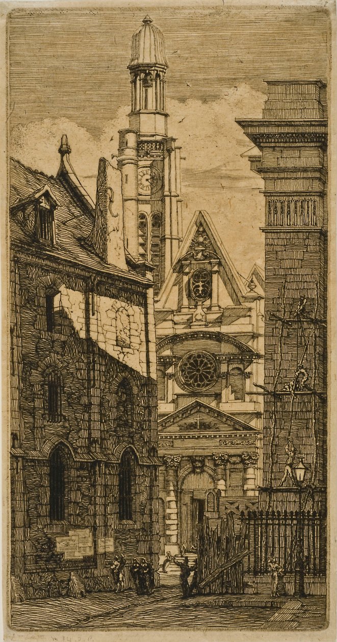 St. Etienne-du-Mont, Paris, from Eaux-fortes sur Paris by Charles Meryon