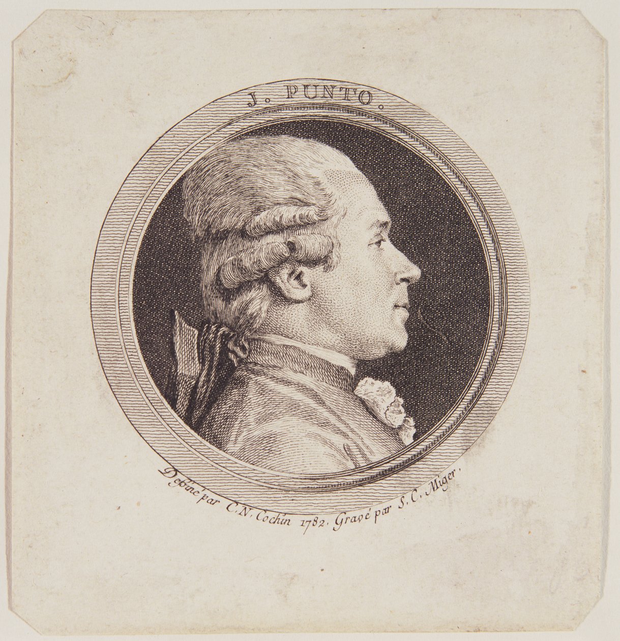 Portrait of Giovanni Punto (1746-1803) (engraved by Simon Charles Miger) by Charles Nicolas II Cochin
