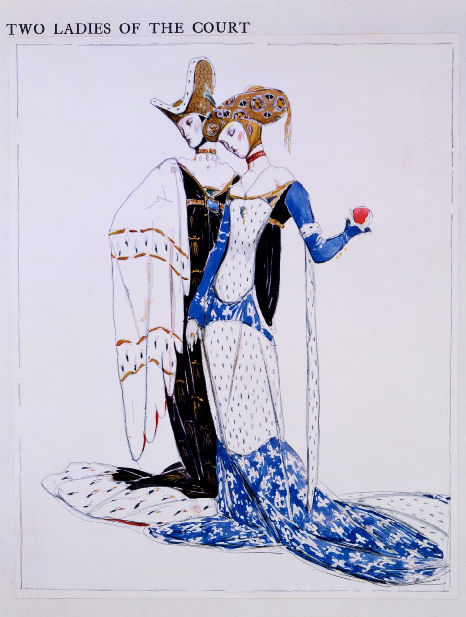 Costume Designs for Two Ladies of the Court, Characters from 