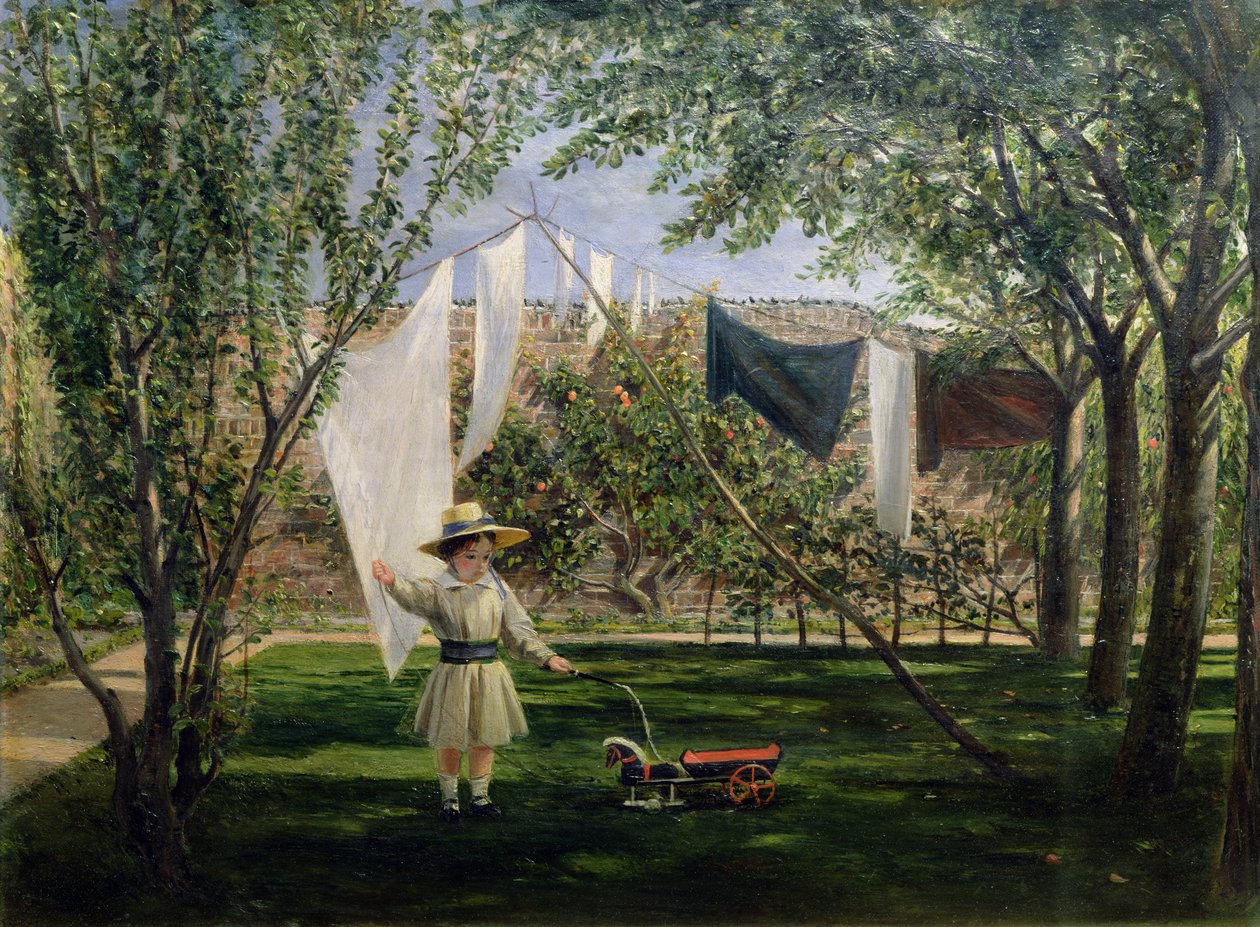 A Garden Scene, with a boy, the artist