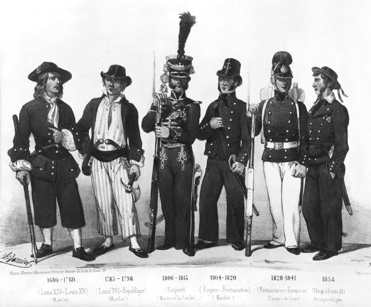 Costumes of French marines from 1680 to 1854 by Charles Vernier