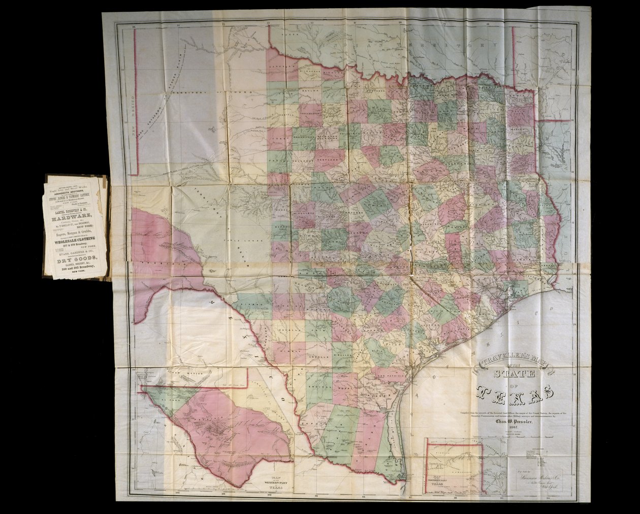 Presslers Map of Texas, 1867 by Charles W. Pressler