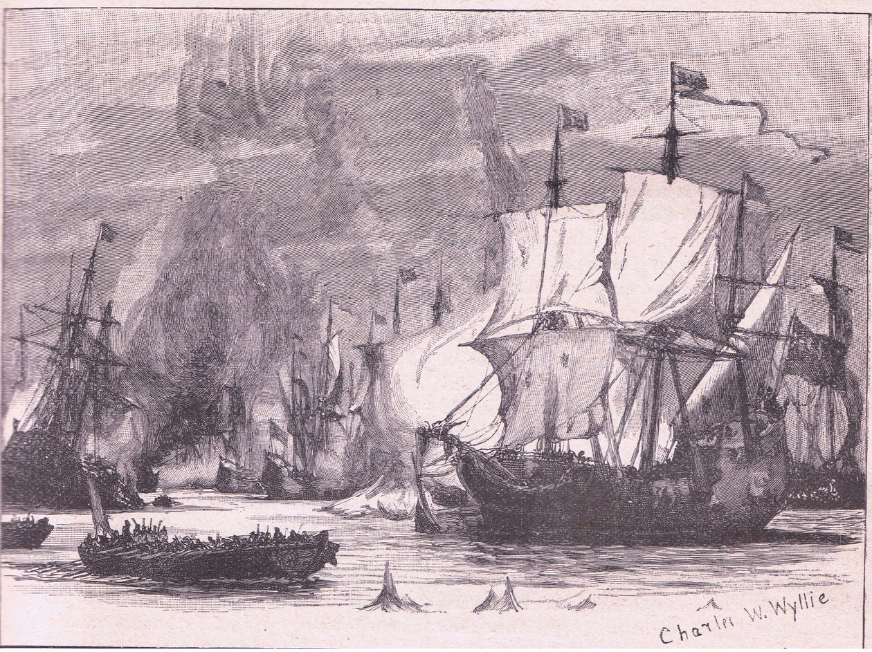 Sea fight off Cape Passaro AD 1718 by Charles William Wyllie