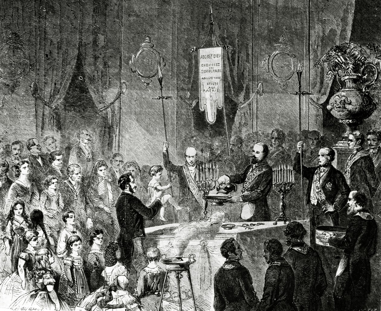 A Masonic Baptism in the Lodge of Fraternal Friendship, Grand Orient de France, Paris, 1861 by Charles Yriarte