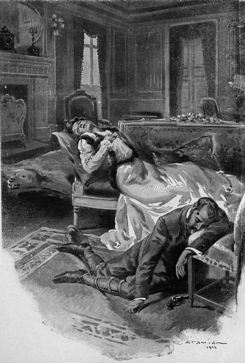 Archduke Rudolf, Crown Prince of Austria (1858-1889), Kills Himself and His Mistress, Baroness Mary Vetsera, in His Hunting Lodge at Mayerling (Drama of Mayerling) by Charles Garabed Atamian