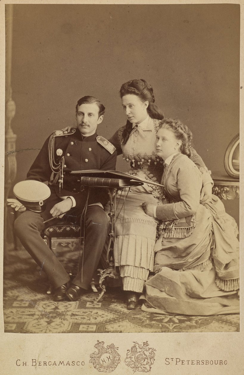Grand Duchess Alexandra Iosifovna, Grand Duke Nicholas Constantinovich and Grand Duchess Vera Constantinovna by Charles Bergamasco