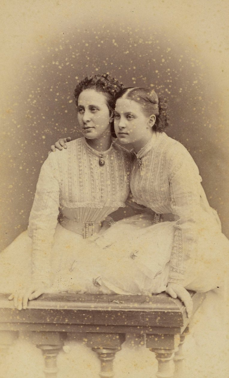 Portrait of Grand Duchess Alexandra Iosifovna (1830-1911) and Grand Duchess Olga Constantinovna of Russia (1851-1926) by Charles Bergamasco