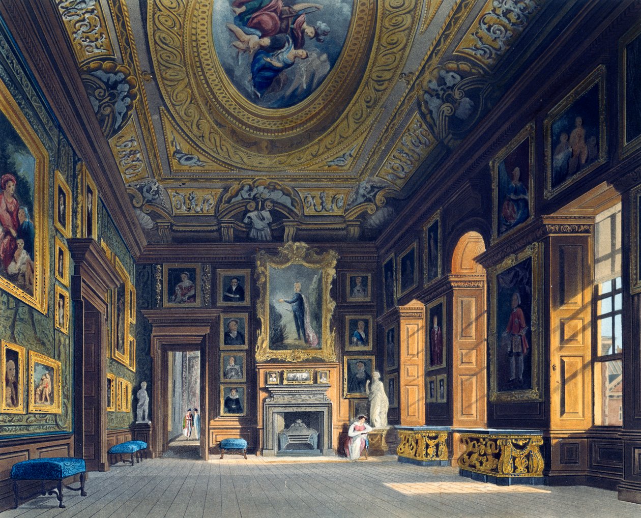 Drawing room of Queen Caroline, From The History of the Royal Residences by Charles (after) Wild