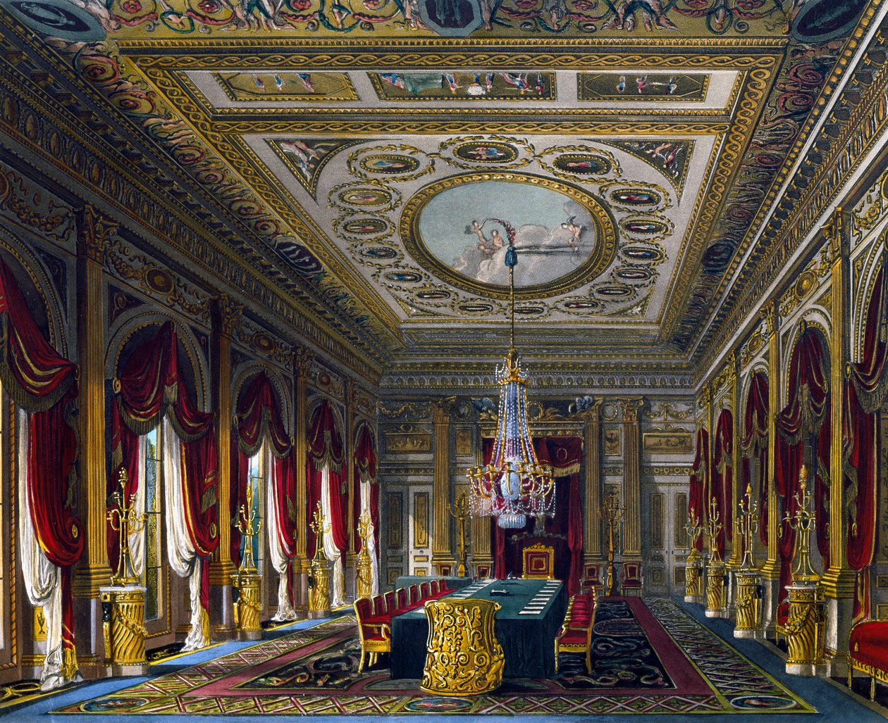 Throne Room, Engraving from The History of the Royal Residences by Charles (after) Wild