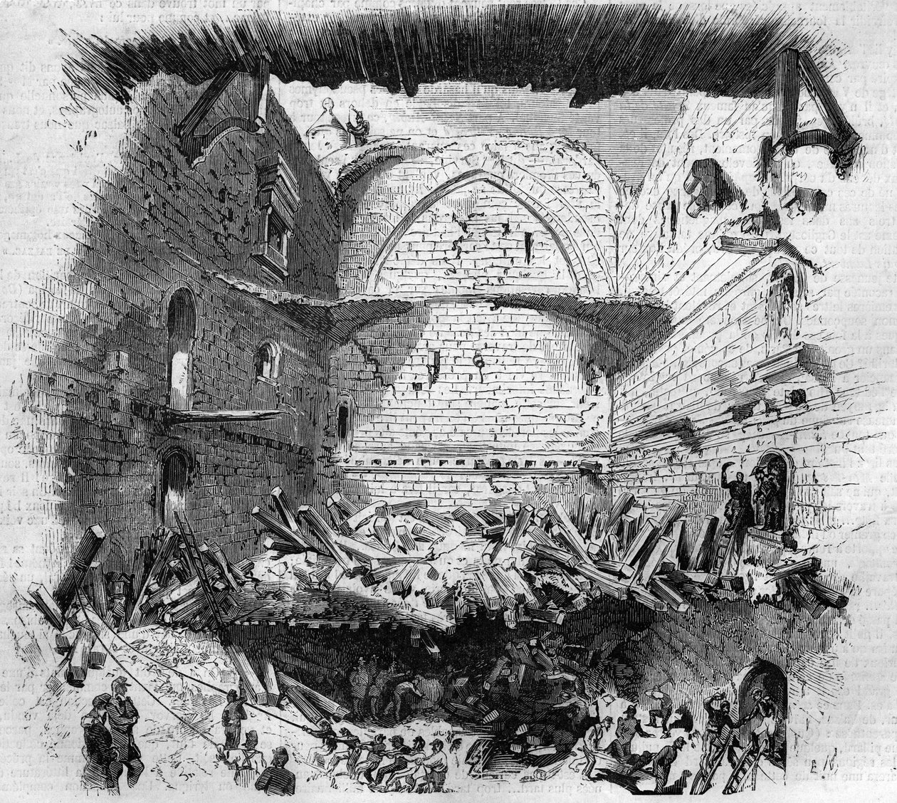 The collapse of the Pavilion of Vincennes, November 29 by Charles (after) Yriarte