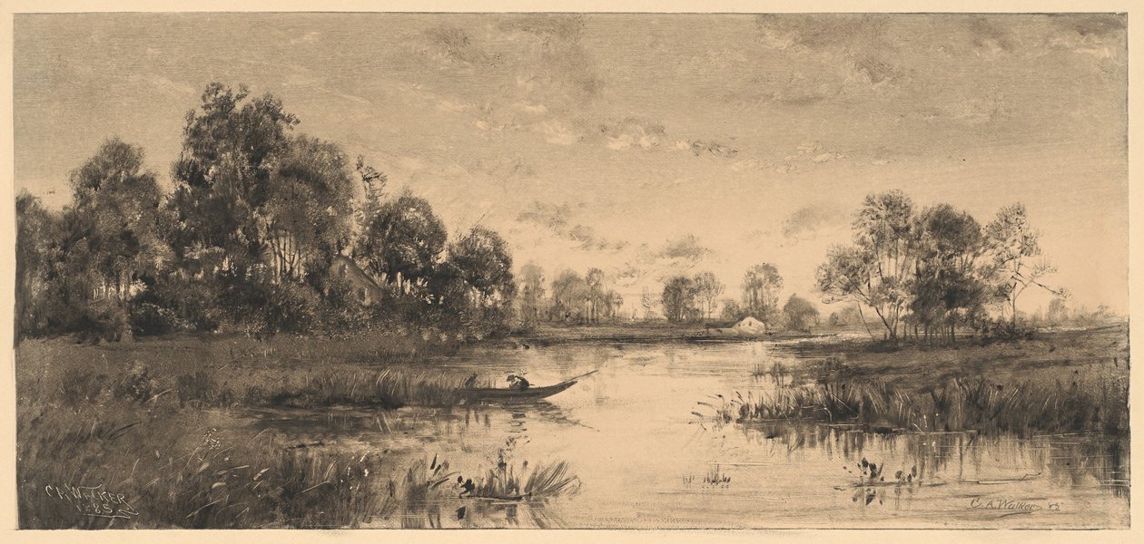 Evening on a River with a Boatman by Charles A. Walker