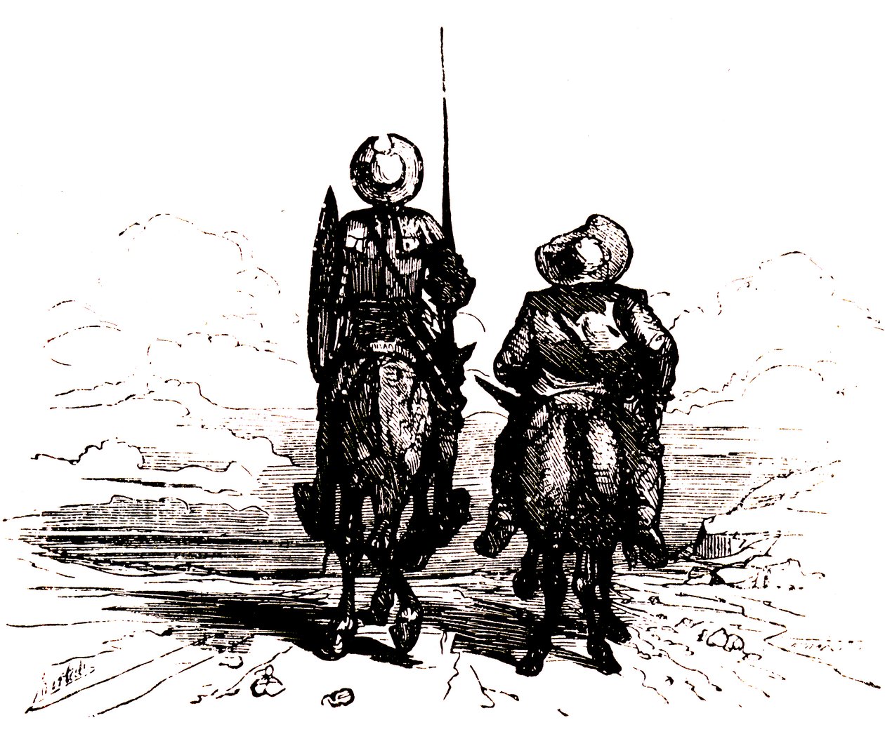 Don Quixote on His Horse, Next to Sancho on His Donkey by Charles Albert d