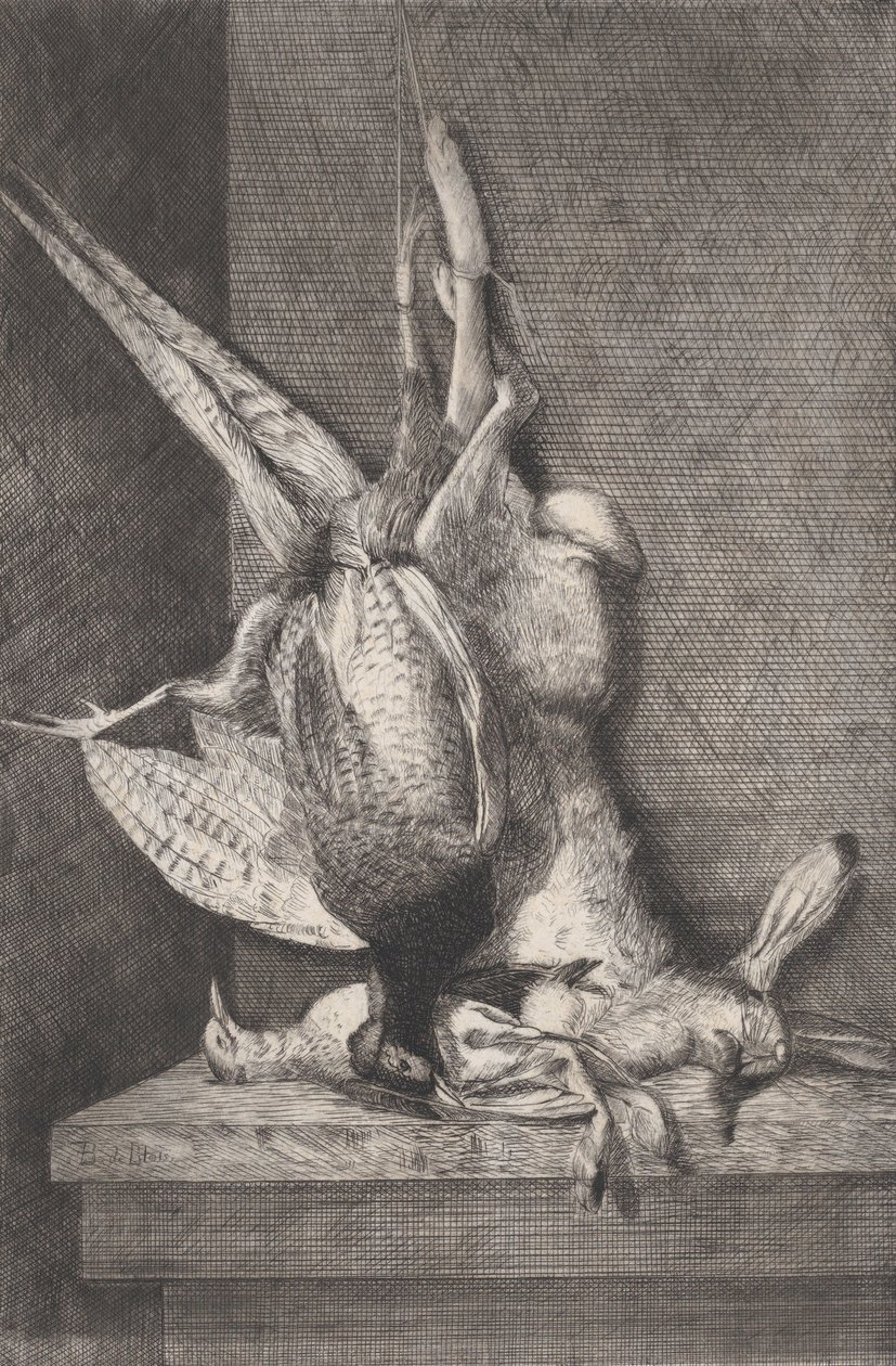 Hunting Trophy with Game Birds and Rabbit, 1850-1900 by Charles Alphonse Deblois