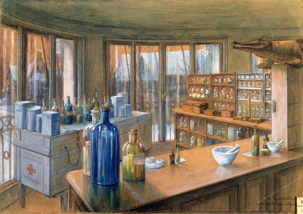 The Pharmacy of the Dutch Military Hospital in Paris, 1917 by Charles Andre Igounet de Villers