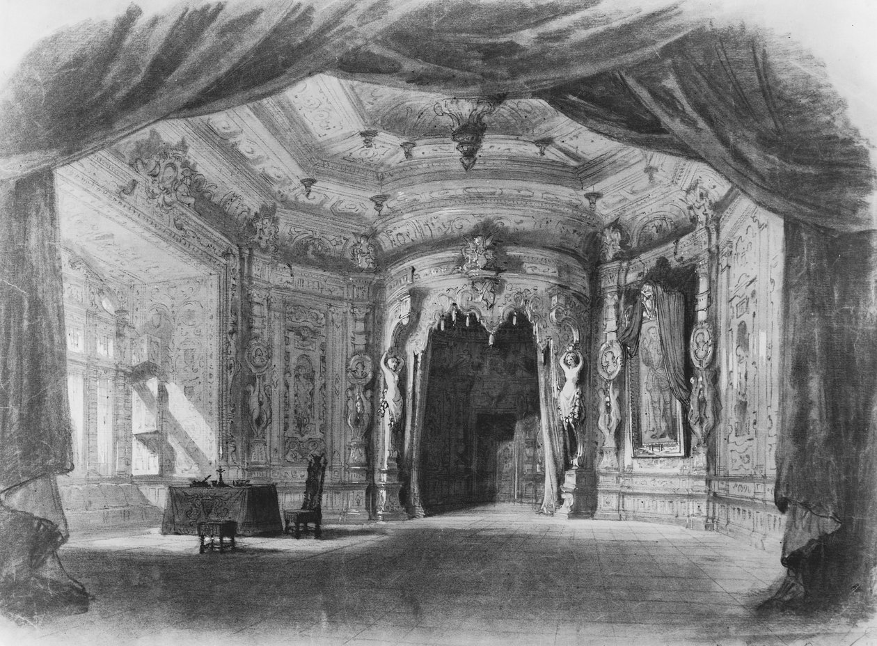 Stage Set for Don Giovanni, opera by Wolfgang Amadeus Mozart by Charles Antoine Cambon