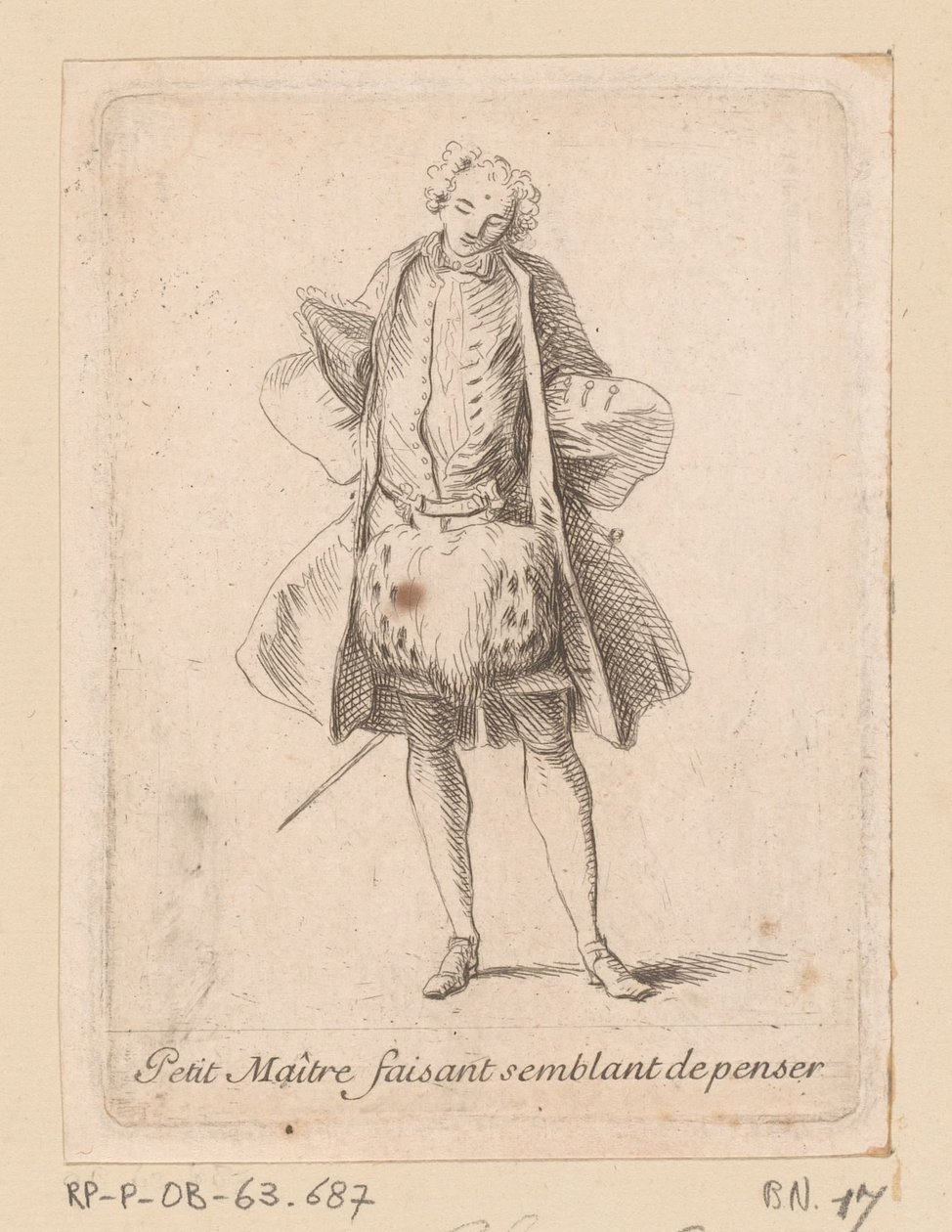 Standing Nobleman Seen from the Front (Petit Maître Pretending to Think) (Figures de modes) by Charles Antoine Coypel