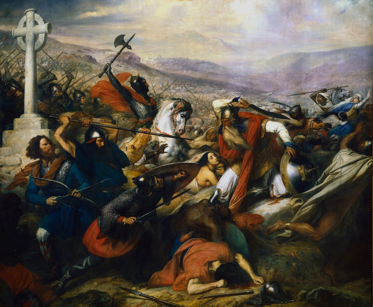 Battle of Poitiers, France, 732 by Charles Auguste Guillaume Steuben