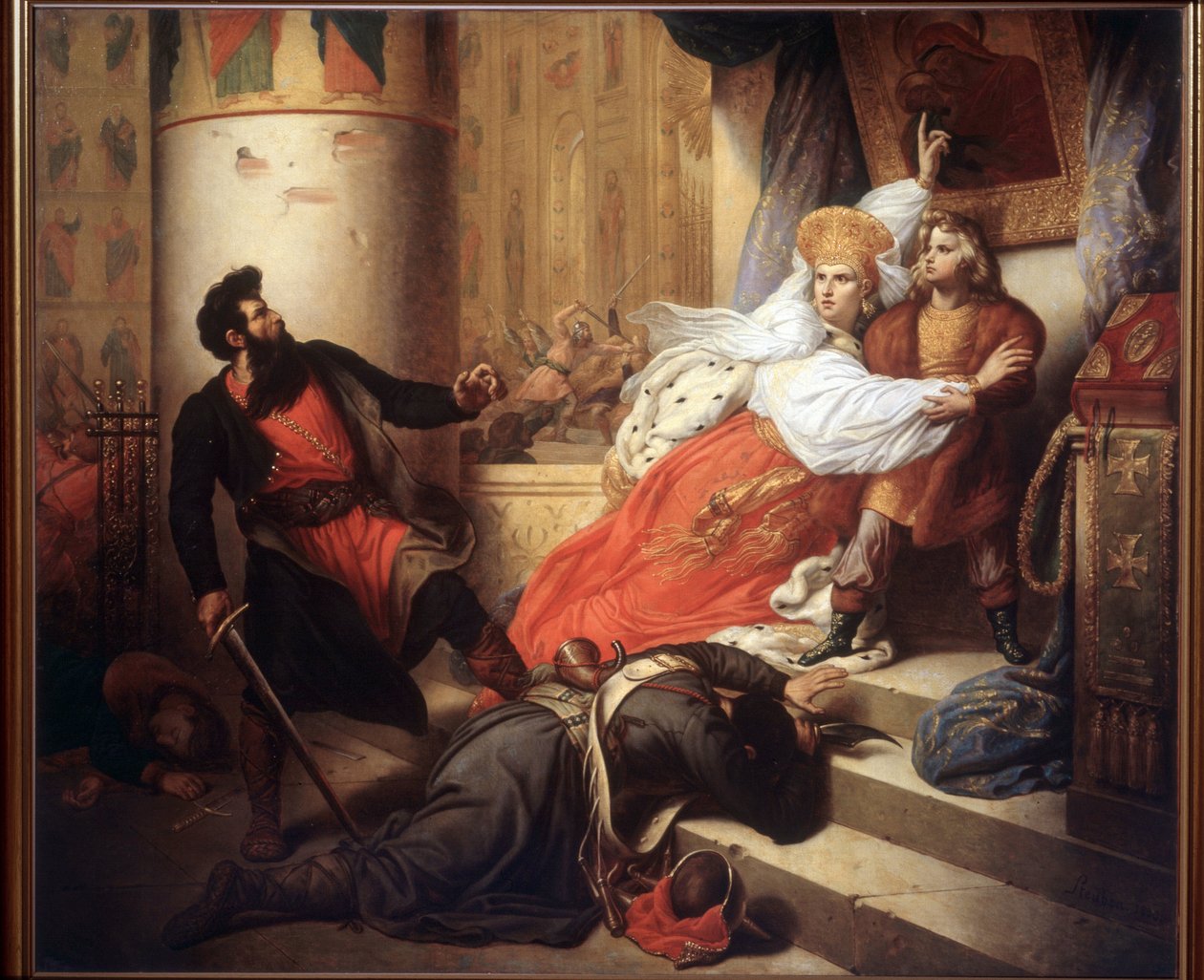 The Mother Rescued Peter I as Child During the Streltsy Uprising of 1682 by Charles Auguste Steuben