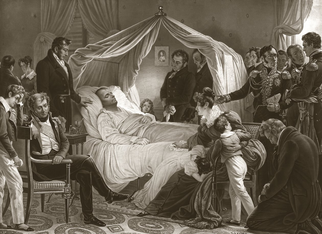 Napoleon on his Deathbed, 5th May 1821 by Charles Auguste after Steuben