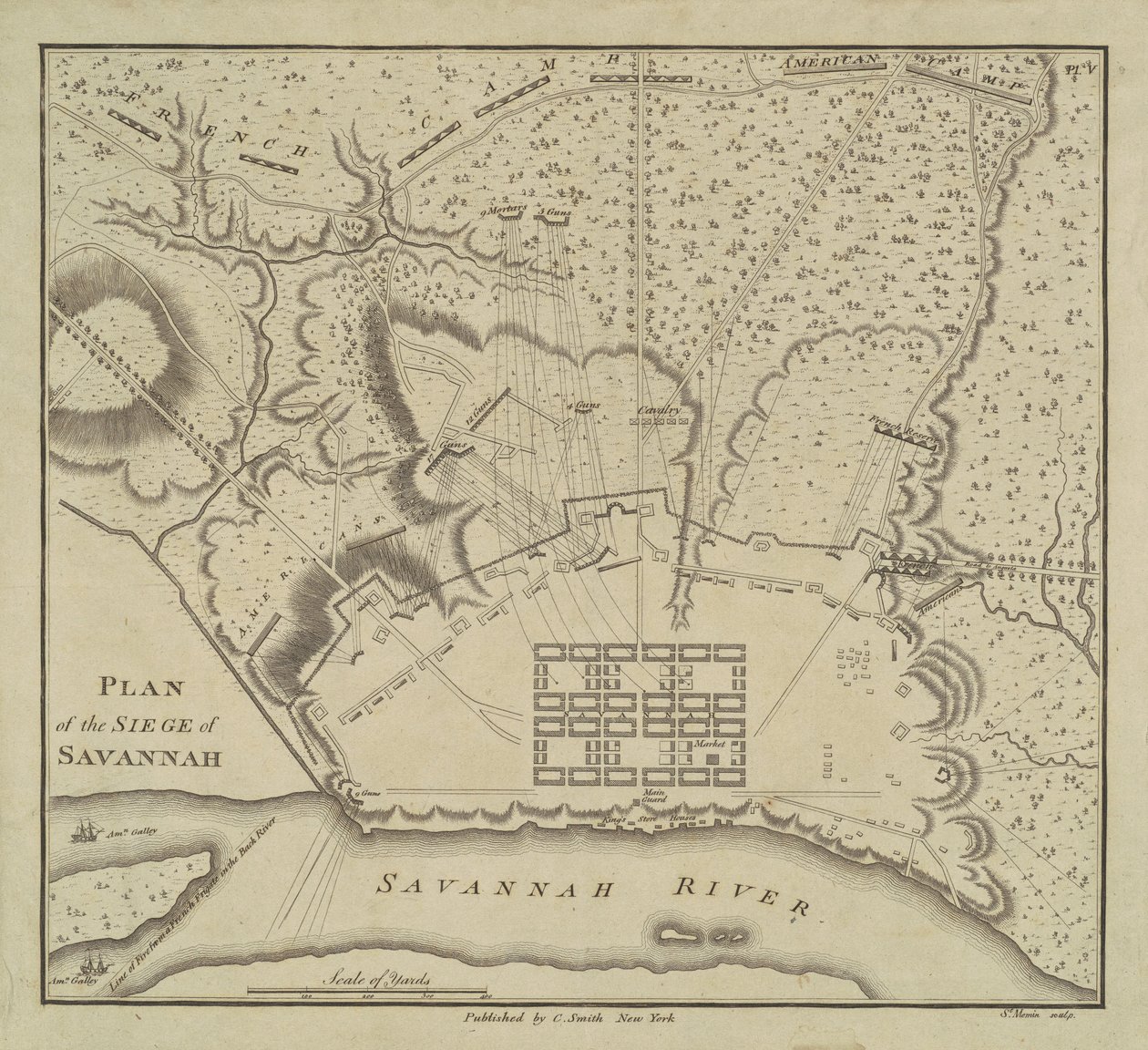 Plan of the Siege of Savannah by Charles B. J. Févret de Saint Mémin