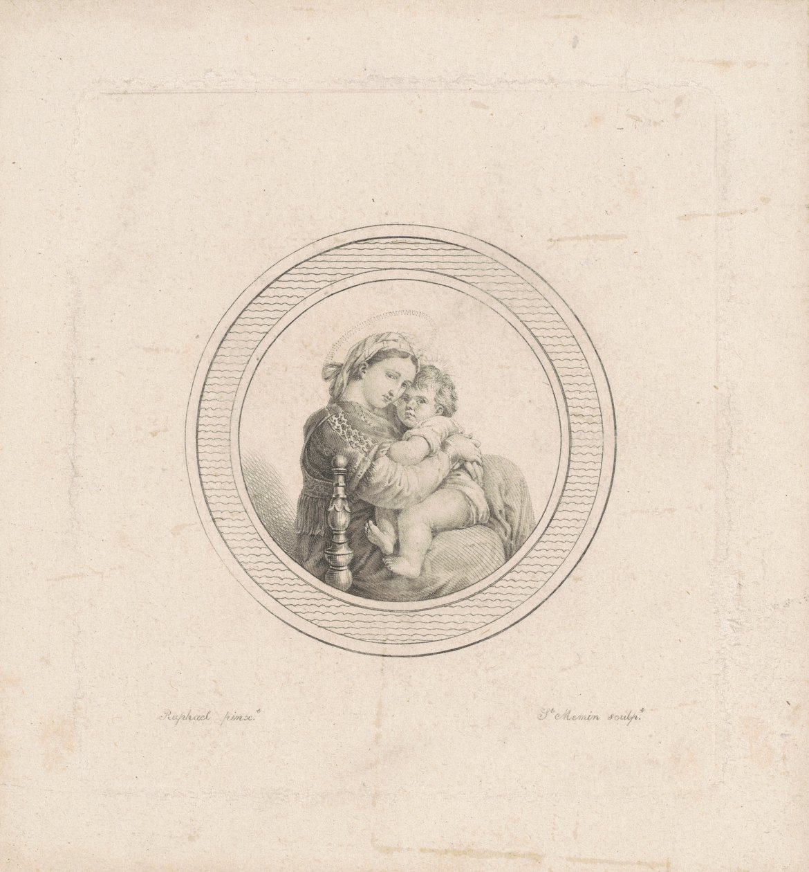 Madonna of the Chair by Charles B. J. Févret de Saint Mémin, after Raphael