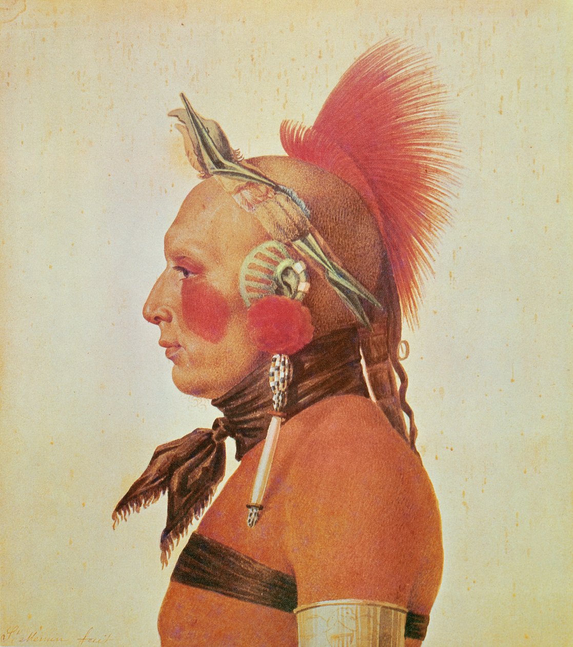 An Osage Warrior by Charles Balthazar Julien Févret de Saint Mémin