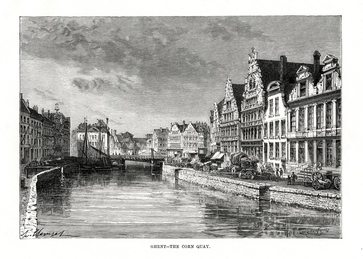 The Corn Quay, Ghent, Flanders, Belgium by Charles Barbant